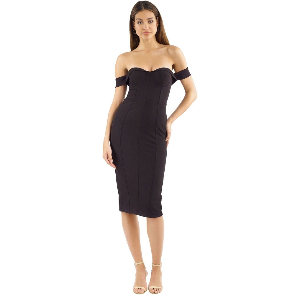 MISHA Women's Black Off-The-Shoulder Sweetheart Neckline Chloe Dress Size XS